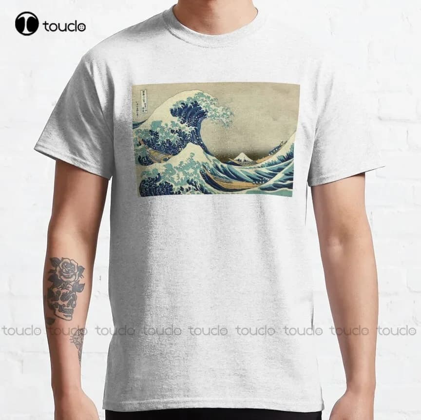 Hokusai La Grande Onda di Kanagawa Giappone Stampa giapponese a blocchi di legno. T-shirt classica da donna T-shirt personalizzate Aldult Teen unisex