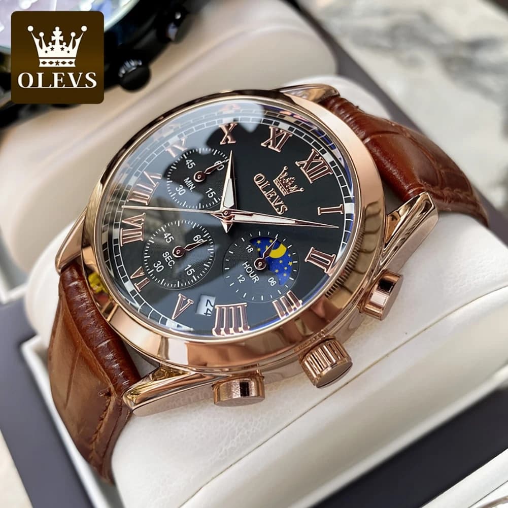 OLEVS 2871 Men's Watch Chronograph Impermeable Moon Phases Watch Multifunction Men's Wrist Watch Brand Luxury Quartz for Men