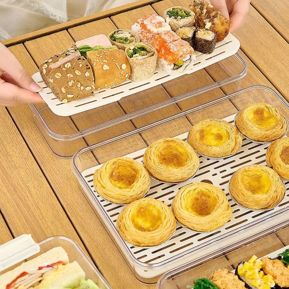 Clear Fruit Storage Container Airtight Fresh-Keeping Pasta Storage Container Large Capacity with Lid Meal Prep Lunch Box