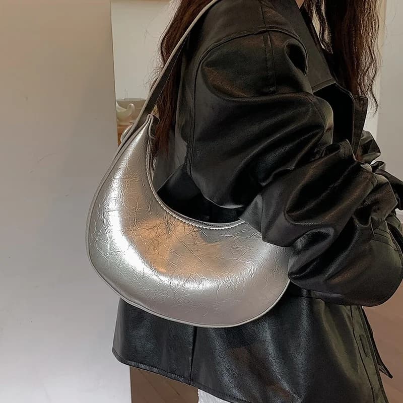 Borsa a tracolla da donna in vera pelle ZAMP, alla moda, a mezzaluna, stile coreano, estiva, a forma di dumpling, per giovani