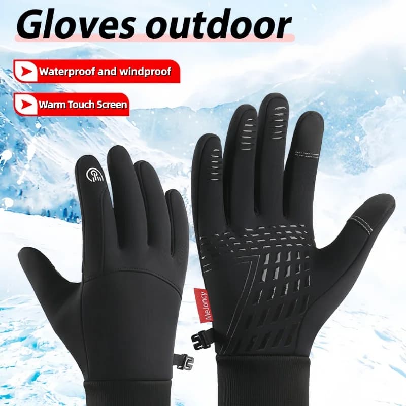 Cycling Winter Motorcycle Gloves Men's Sports Thermal Fleece Fitness Touchscreen Running Bike Gloves for Waterproof Gym Fishing