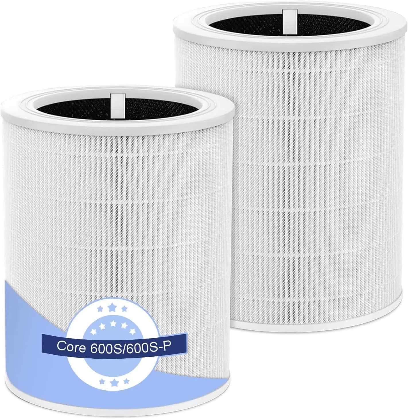 Confezione da 2 Filtri Purificatori d'Aria True HEPA per Grandi Ambienti, Sostituzione 3-in-1 con Carbone Attivo a Lunga Durata