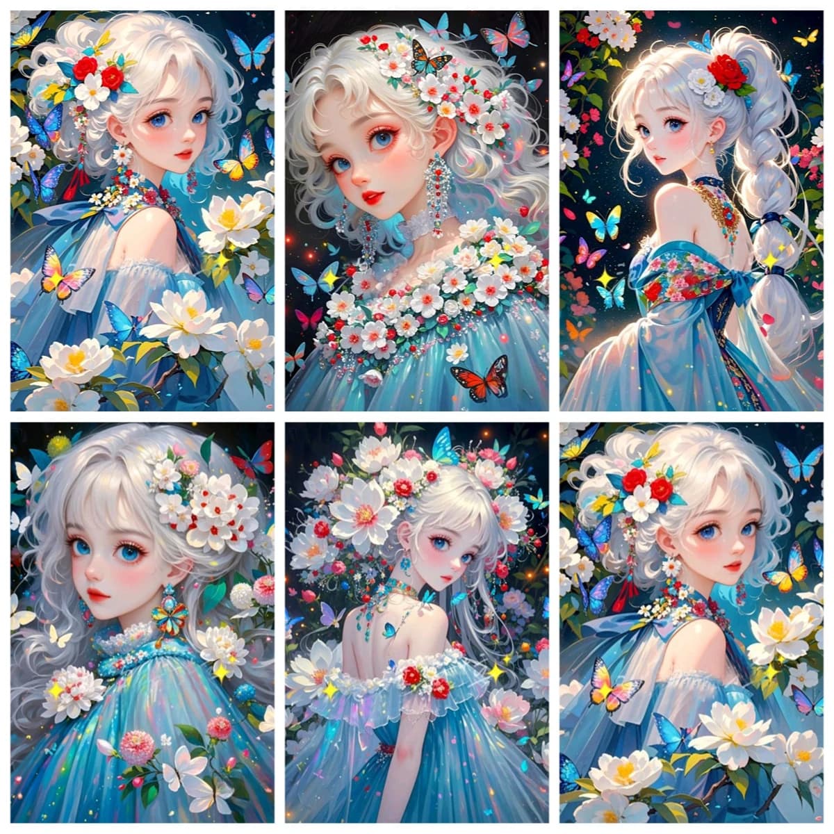 Kit Pittura Diamante Ragazza Cartone Animato Giapponese, Diamanti Quadrati e Rotondi 5D, Mosaico Fai da Te Fiore Farfalla, Arte Fatta a Mano, Regalo, Decorazione Casa