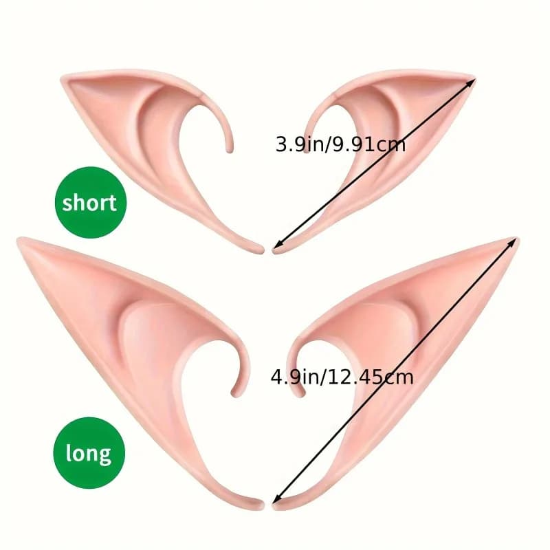 1Pair Soft Fairy Artificial Elf Ears, Cosplay Costume Props for Anime Masquerade, Halloween Christmas Party Dress‑Up Accessories