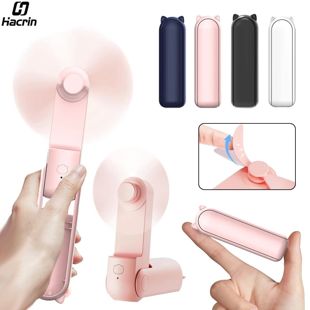 Mini ventilatore portatile portatile 2000mAh USB ricaricabile pieghevole piccolo ventilatore tascabile con pratico ventilatore a mano pieghevole Power Bank per esterno
