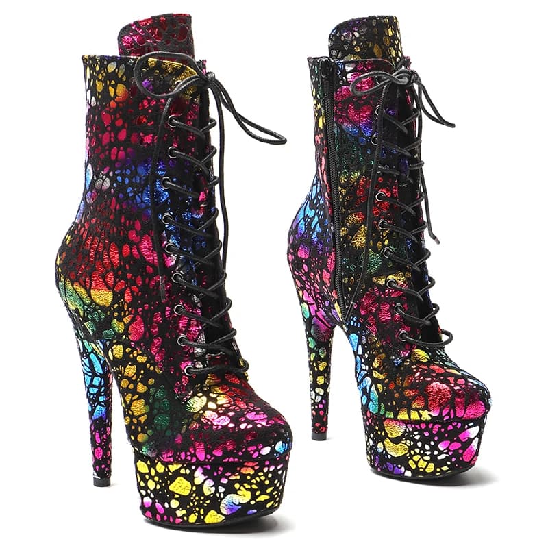 Leecabe Stivali da pole dance con tacco alto da 15 cm/6 pollici in pelle scamosciata colorata alla moda per donna