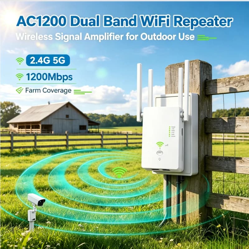 WiFi Repeater Signal Booster AC1200 1200Mbps Dual Band 5G 2.4G Wireless Extender Router AP