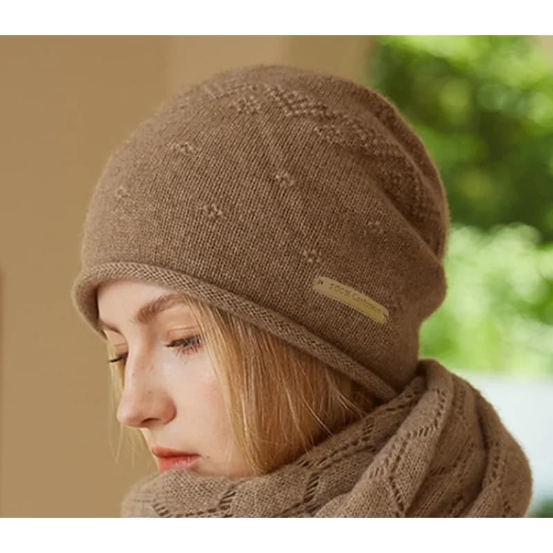 Berretto slouchy da donna in maglia di puro cashmere al 100% invernale caldo morbido elegante versatile strutturato leggero accessorio per la stagione fredda