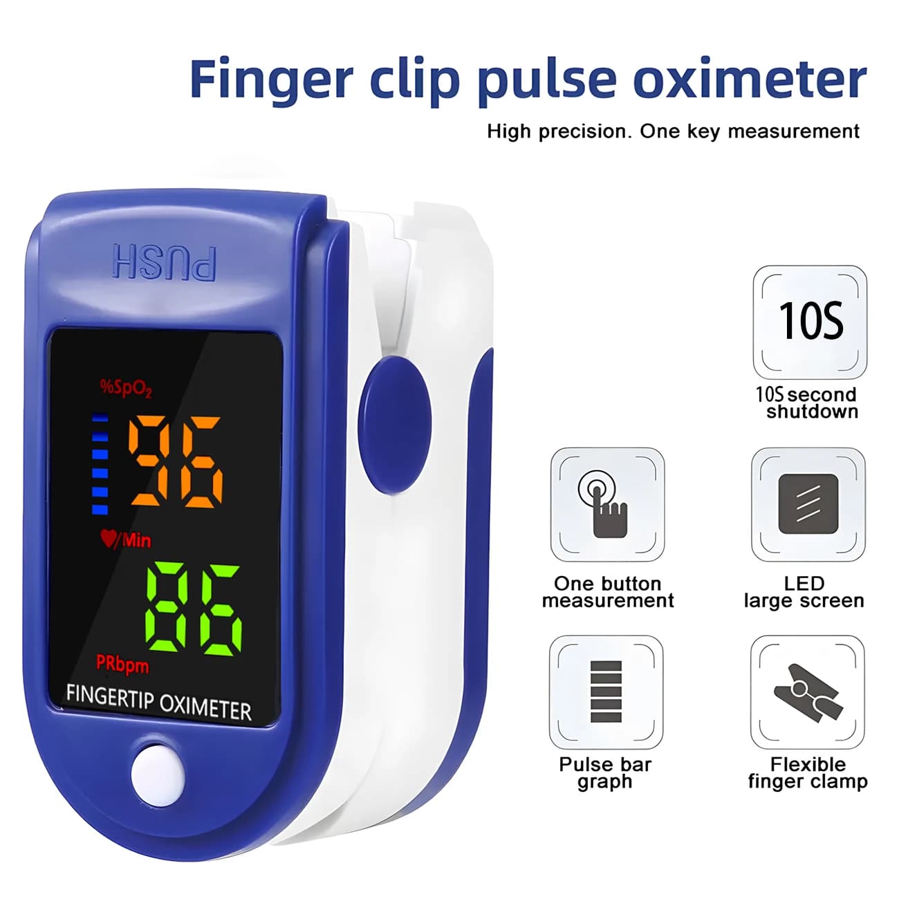 Finger pulse oximeter - SpO2 and heart rate monitor with LCD display, accurate blood oxygen tester for domestic and medical use