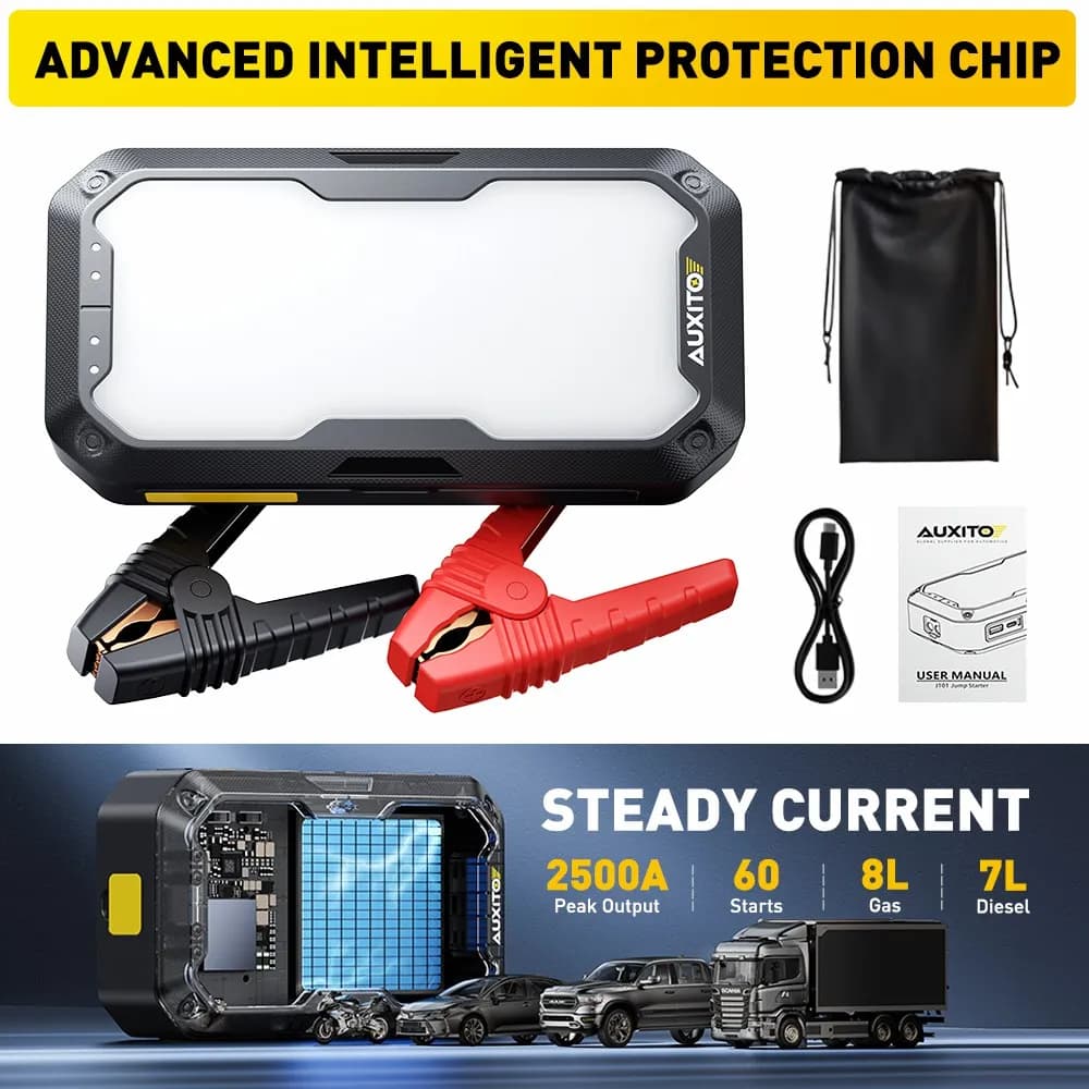 AUXITO 2000A Power Bank 7200 mAh Avviatore di emergenza per auto Caricatore portatile Dispositivo di avviamento automatico Batteria per auto di emergenza Booster Starter