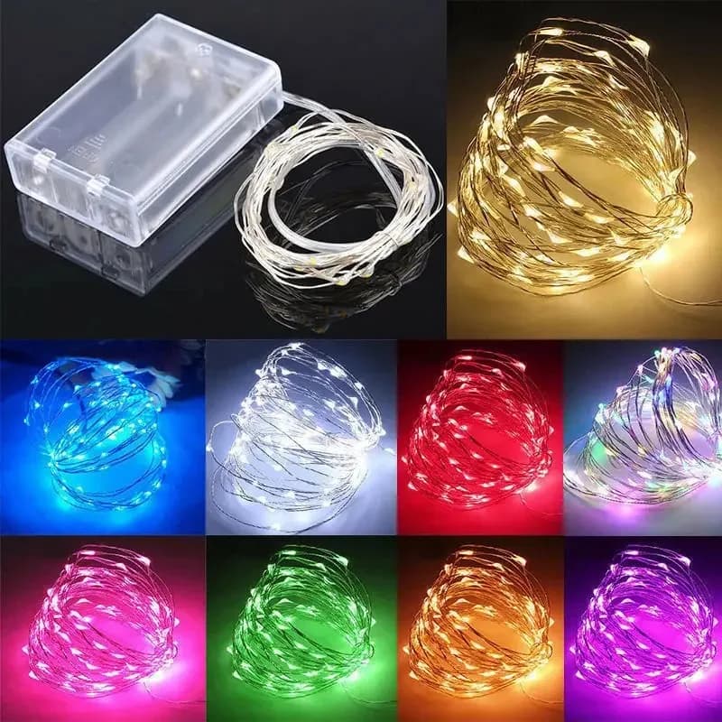 Luci a stringa LED con filo di rame da 1M 2M 3M 5M 10M 20M 30M, illuminazione natalizia, ghirlanda luminosa per decorazioni di alberi di Natale, matrimoni e feste.