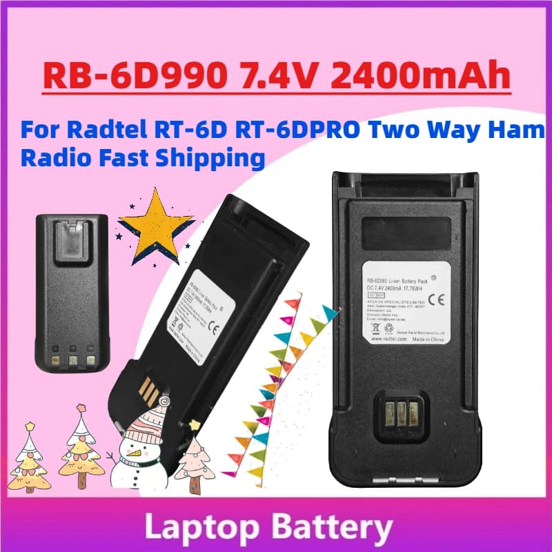 Disponibile Batteria Li-ion RB-6D990 7.4V 2400mAh per Walkie Talkie Radtel RT-6D RT-6DPRO Radio Bidirezionale Spedizione Rapida