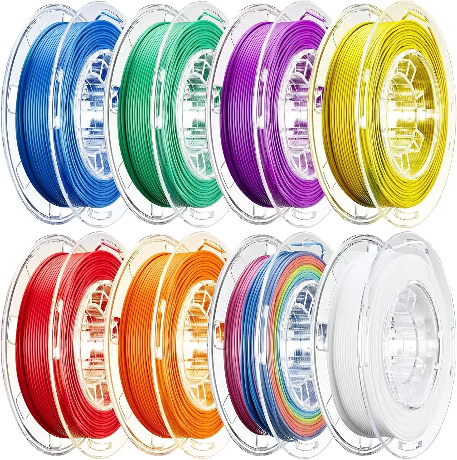 8-Color PLA Filament Bundle, 1.75mm ±0.02mm, 200g Each, 1.6kg Total, for Most 3D Printers