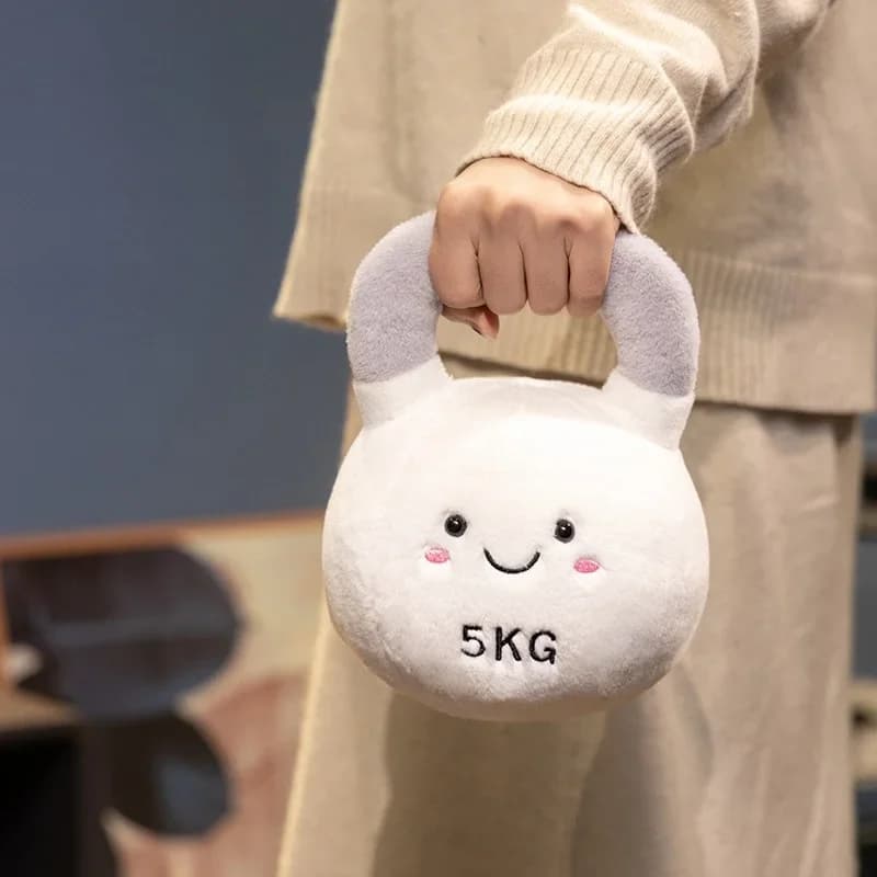 Soft Fitness Equipment Plush Shooting cushion Manubri Kettlebell Doll Cartoon Plush Kids Room Decorations Doll Gifts
