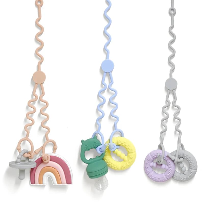 1 Pezzo Catenella Portaciuccio Anti-smarrimento per Neonati, Cordino in Silicone con Clip Massaggiagengive, Giocattolo Massaggiagengive per Neonati, Cordino Anti-smarrimento per Ciuccio