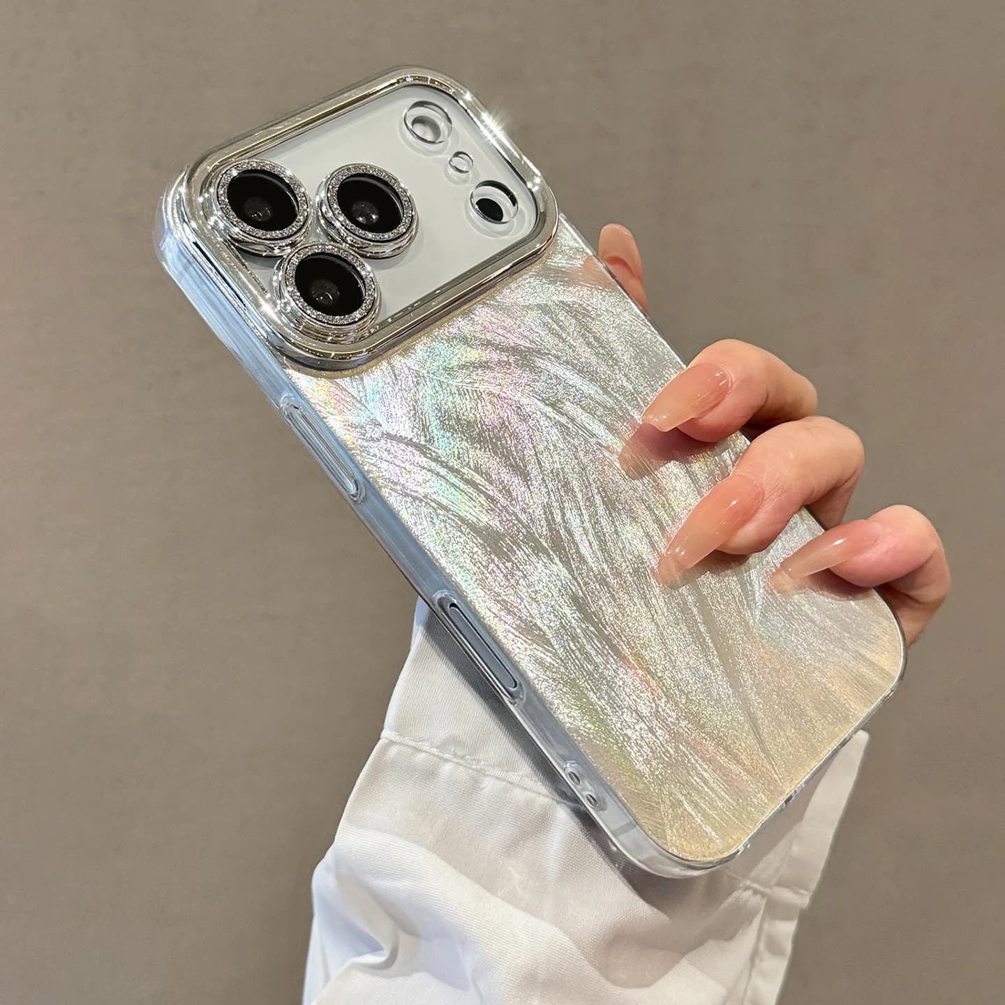 Luxury Phone Case with Glitter and Laser Effect for iPhone 16 13 15 14 12 11 17 Air Pro Max 7 8 Plus, Target Protection, Anti-shock, Back Cover