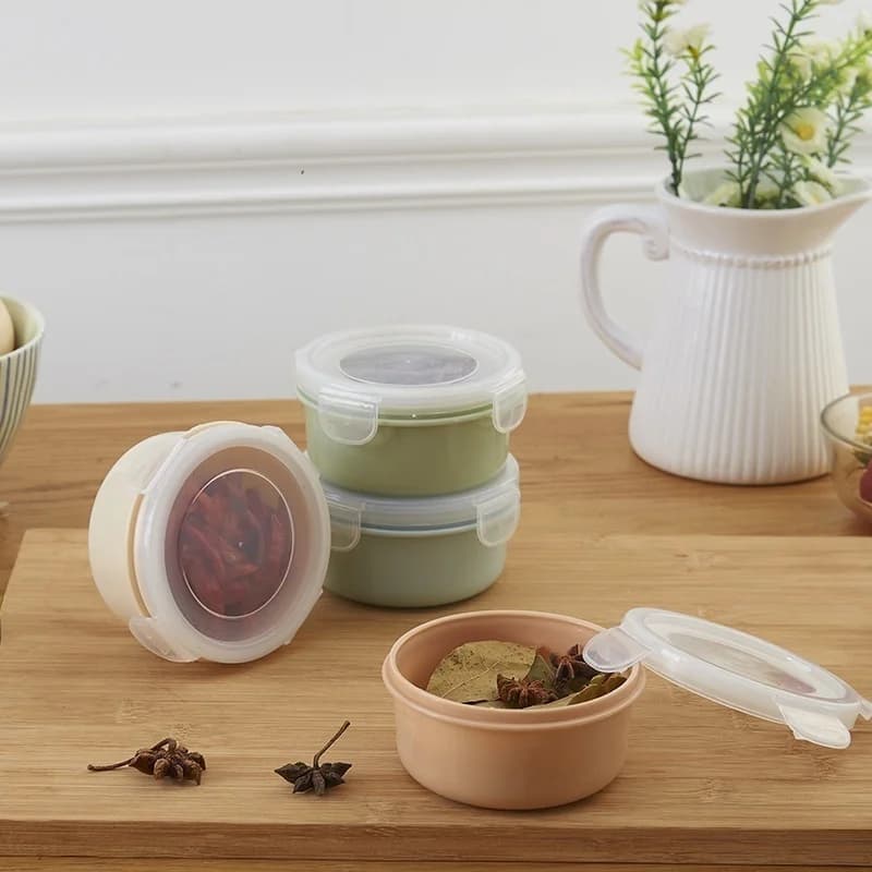 Crisper Box Mini Round Refrigerator Storage Box Sealed Fresh Keeping Plastic Kitchen Grains Sorting Lunch Container