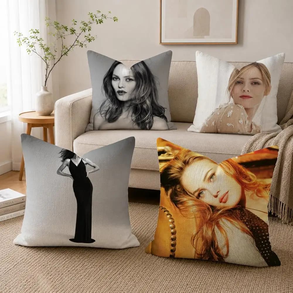V-Vanessa Paradis Cushion Cover Linen Double-sided Printed Cushion Cover, sofa pillow case，Nordic Home Decor