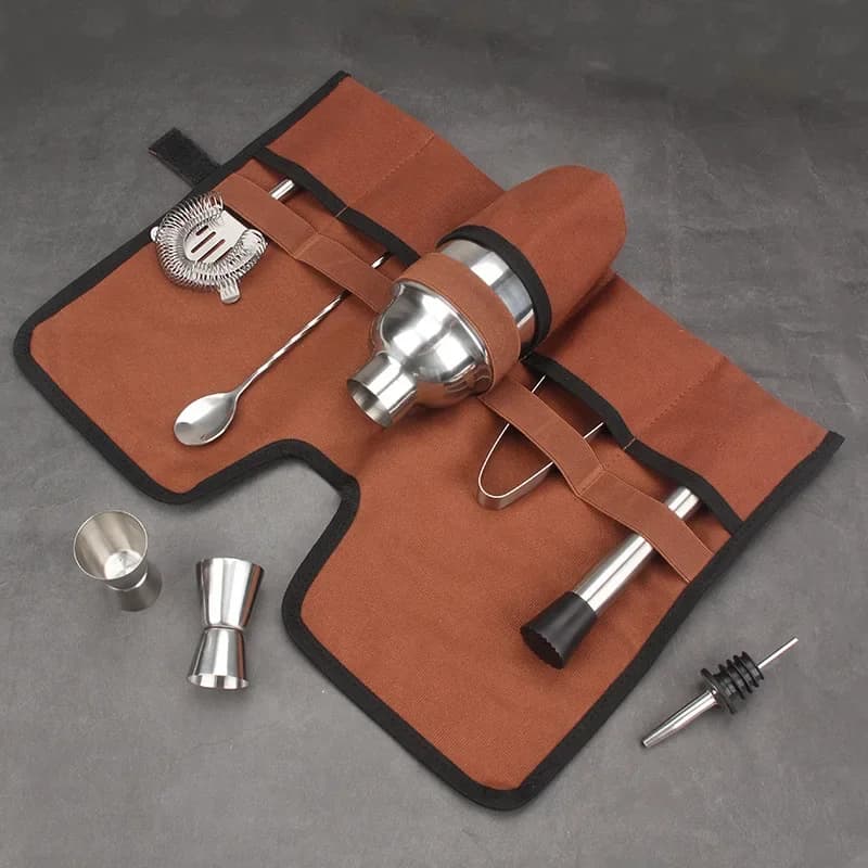 Bar barman Bag Canvas Cocktail Shaker Tool Bag Toolkit Pack Bag Cocktail Juice Making Tool Storage Bag Shaker Tool Set Bag