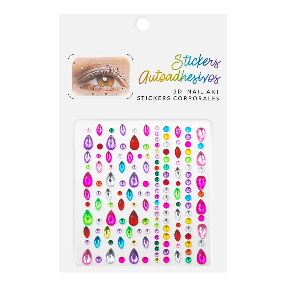 Hisenlee 3D cristallo acrilico strass stella rotonda forma mista adesivi per bambini autoadesivi per decorazioni per il viso delle unghie fai da te