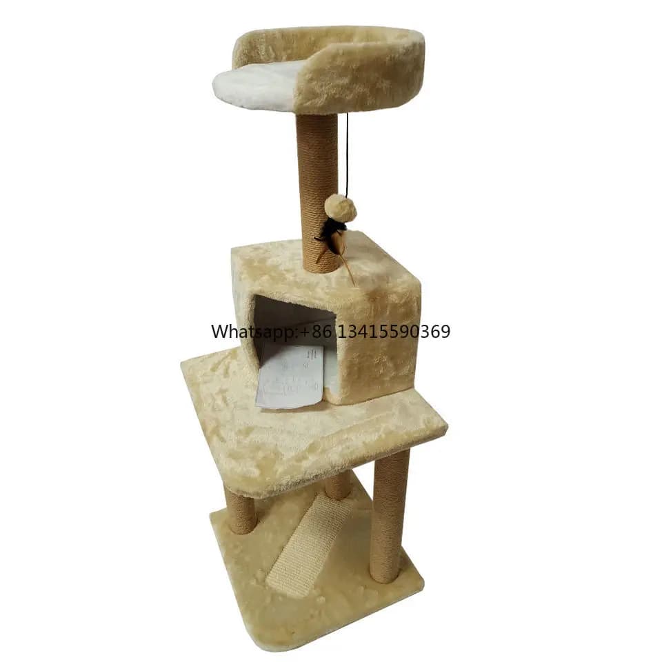 Jumping platform for tree with cat tower with climbing frame for cats with direct sword rope in factory