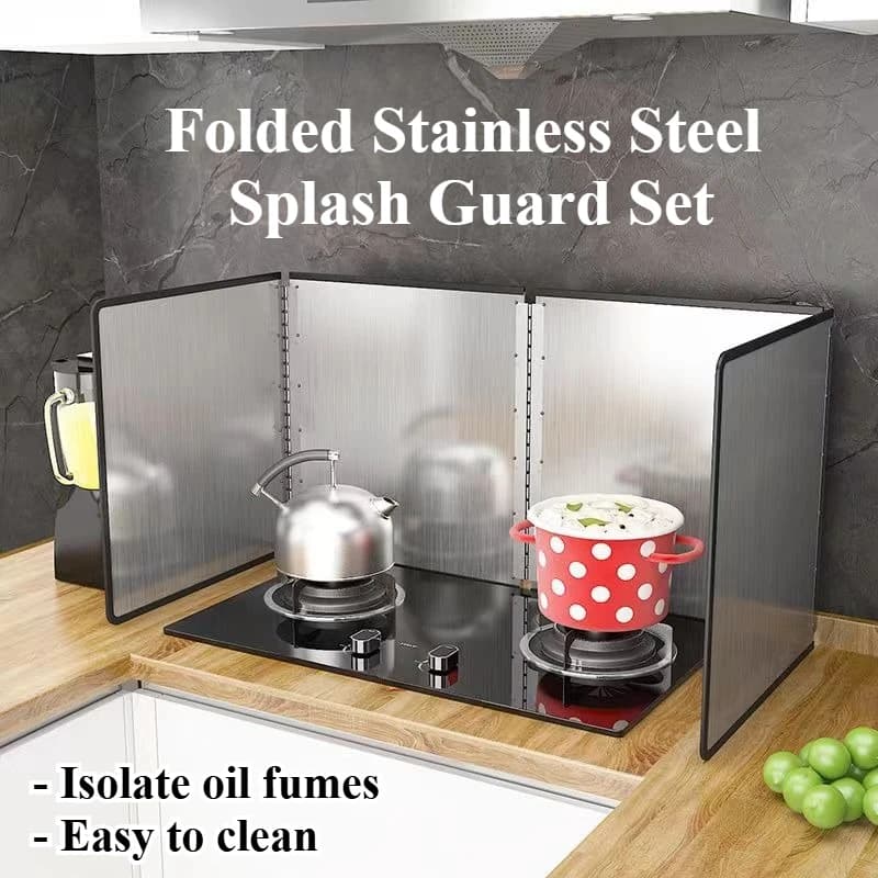2/3/4 pieces folded stainless steel spray set, non-stick kitchen stove protection with folding panels for home camper campsite