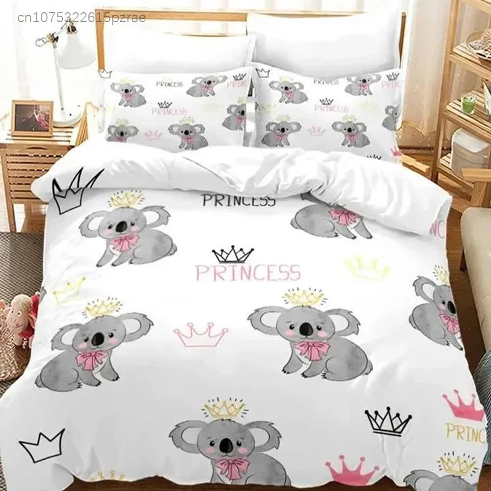 Luxury New 3D Print Cartoon Koala Comfortable Duvet Quilt Cover Pillowcase Bedding Set Children Bedroom Decoration Home Textile