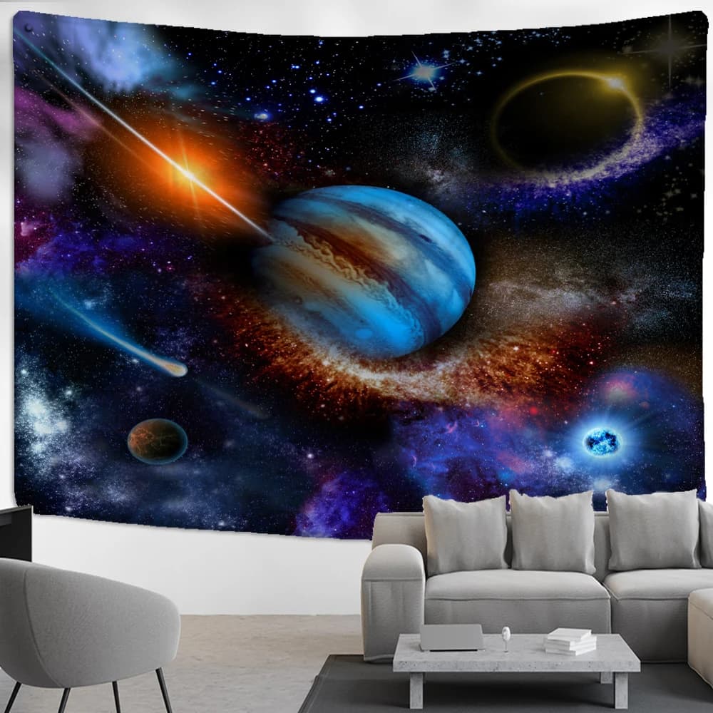 Astronaut Planet Tapestry Wall Hanging Psychedelic Universe Hippie Tapiz Tarot Art Dorm Living Room Home Decor
