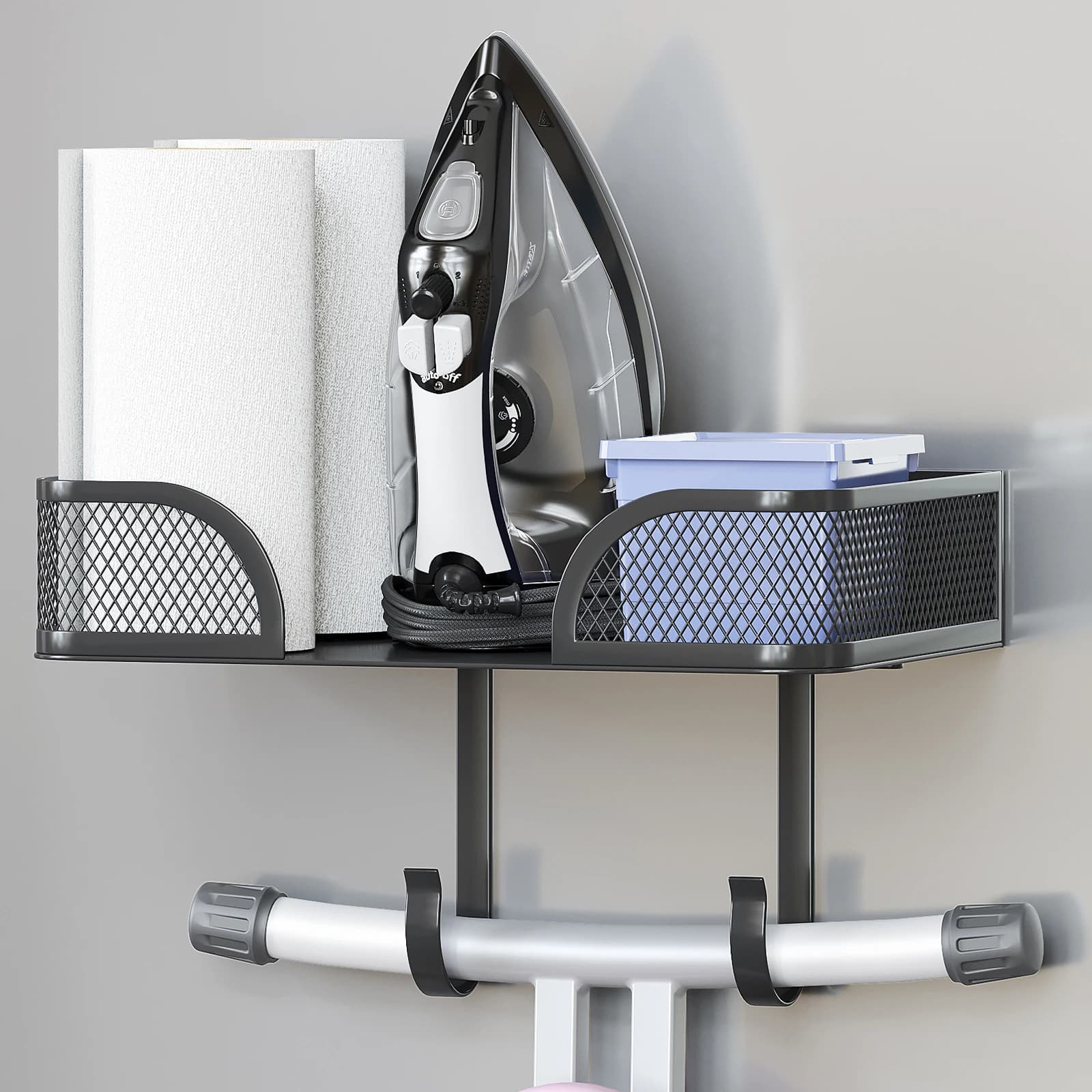 1 Pc Wall-Mounted Ironing Board Holder Wall-Mounted Ironing Board Storage Bracket Laundry Room Storage System Ironing Board Holder Wall Mount