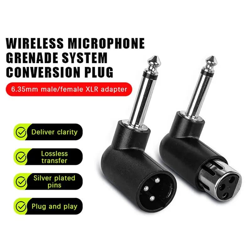 New-XLR To 6.35mm Audio Adapter Right Angle Plug Professional Converter For Wireless Microphone Guitar Mixer Sound System Use