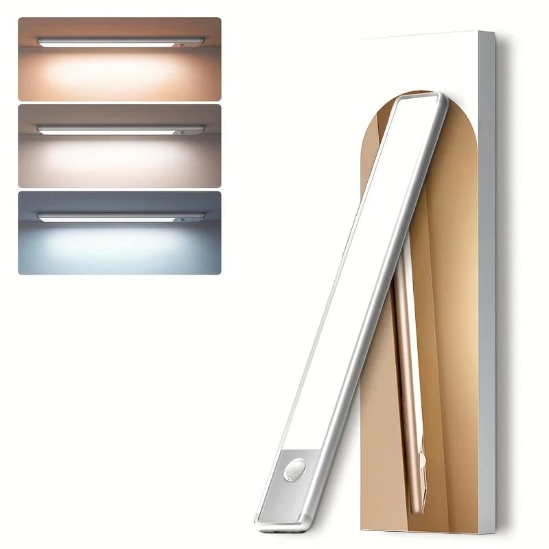 Luce per armadio da 1 pz, luce con sensore di movimento wireless super luminosa alimentata a batteria per interni, luce per armadio con oscuramento magnetico,