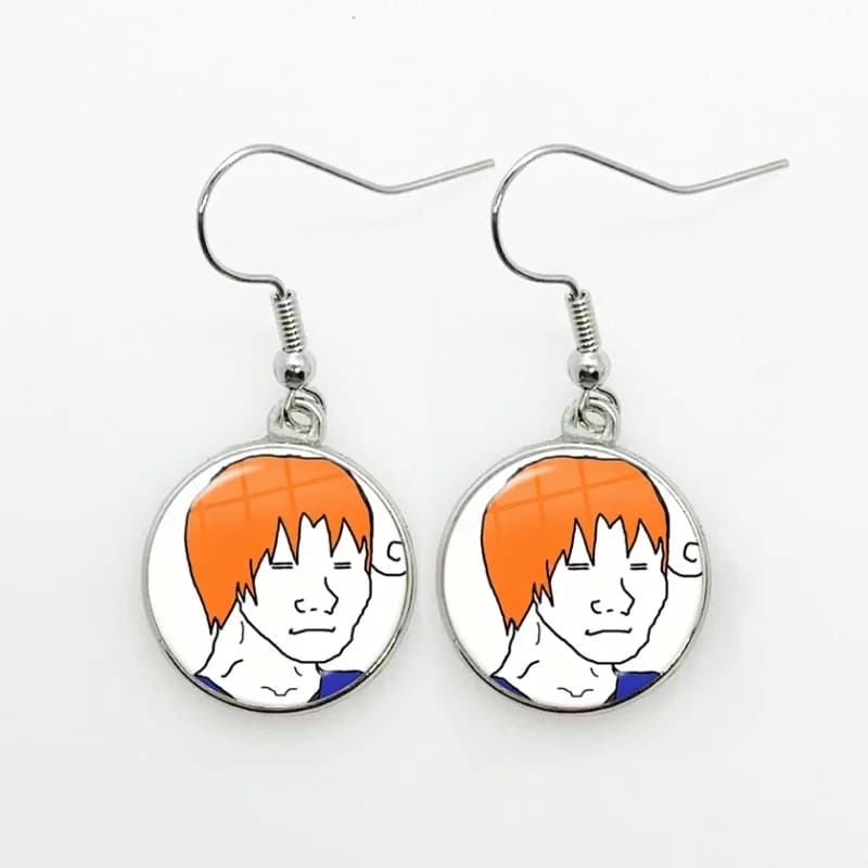 Glass Creative Funny Wojak Meme Women Dangle Earrings Fashion Drop Earrings Glass Cabochon Lady Earrings Jewelry