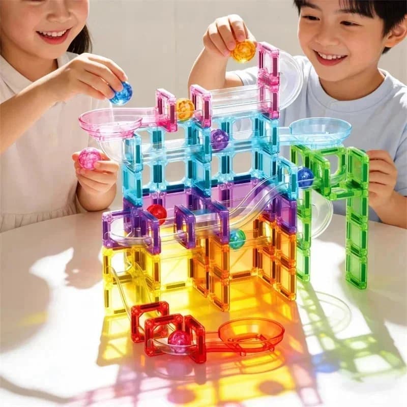 Pista magnetica per mattoncini da costruzione, set modulare per il traffico urbano, per bambini, neonati, maschietti, femminucce, regalo di compleanno, divertimento per la sala giochi