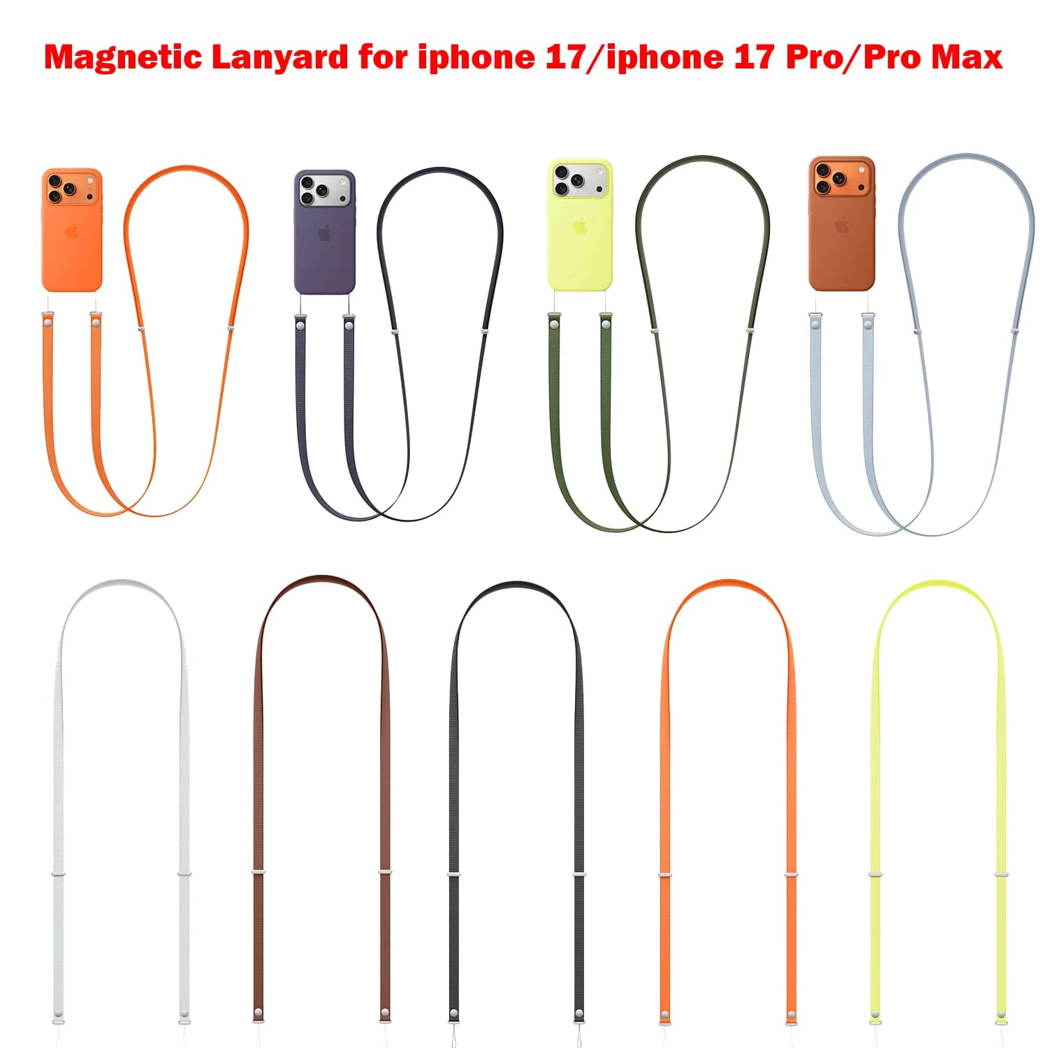 2025 Nuove cinghie magnetiche a tracolla Custodia per telefono Cordino per IPhone17 /17Pro Max Tracolla regolabile Cordino multifunzionale