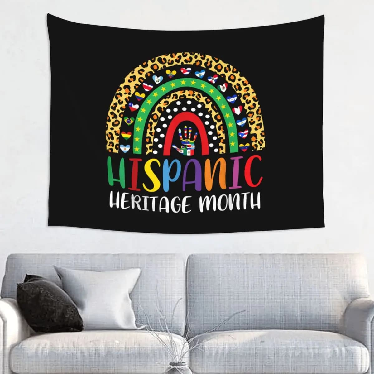 Festeggia il mese del patrimonio hispanico Arazzo da appendere alla parete Arazzo hippie in poliestere Decorazione artistica Decorazione del dormitorio Tappetino da yoga