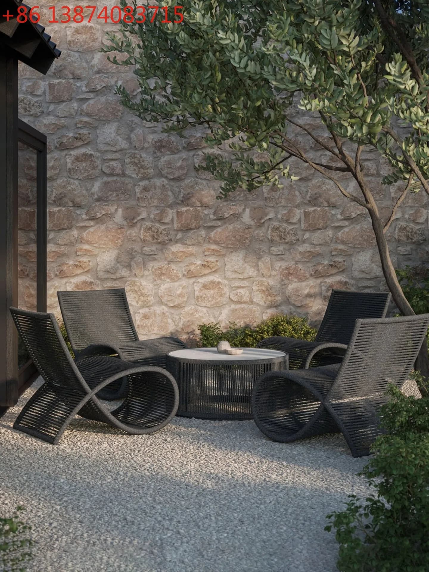 Outdoor rattan furniture, waterproof and sunscreen leisure sofa chair, courtyard villa balcony coffee table