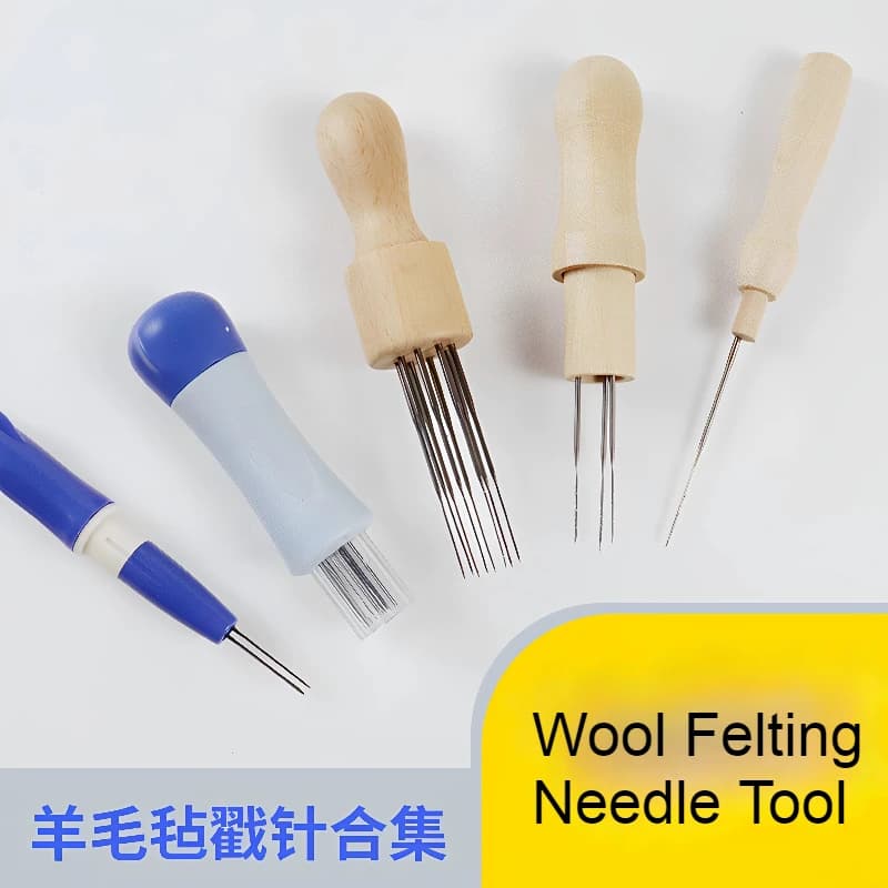 Wool Felting Needle Tool Set Wooden Handle 8 Needles 3 Needles Pen Stitch Punch Needle Handmade DIY Craft Tool
