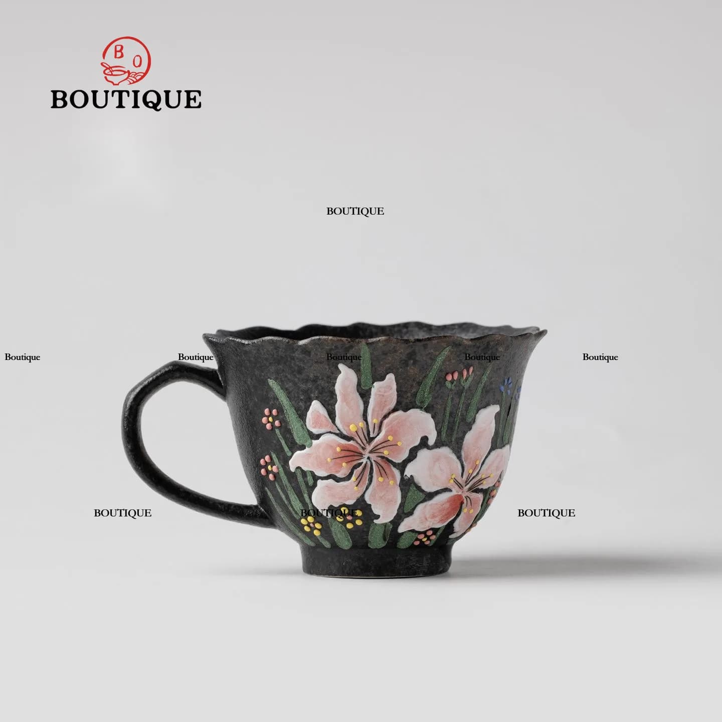 Hand-painted Petal Tea Cup Ceramic Coffee Cups With Handle Kung Fu Tea Set Teacups Puera Tea Maker Jingde Town Beautiful Home