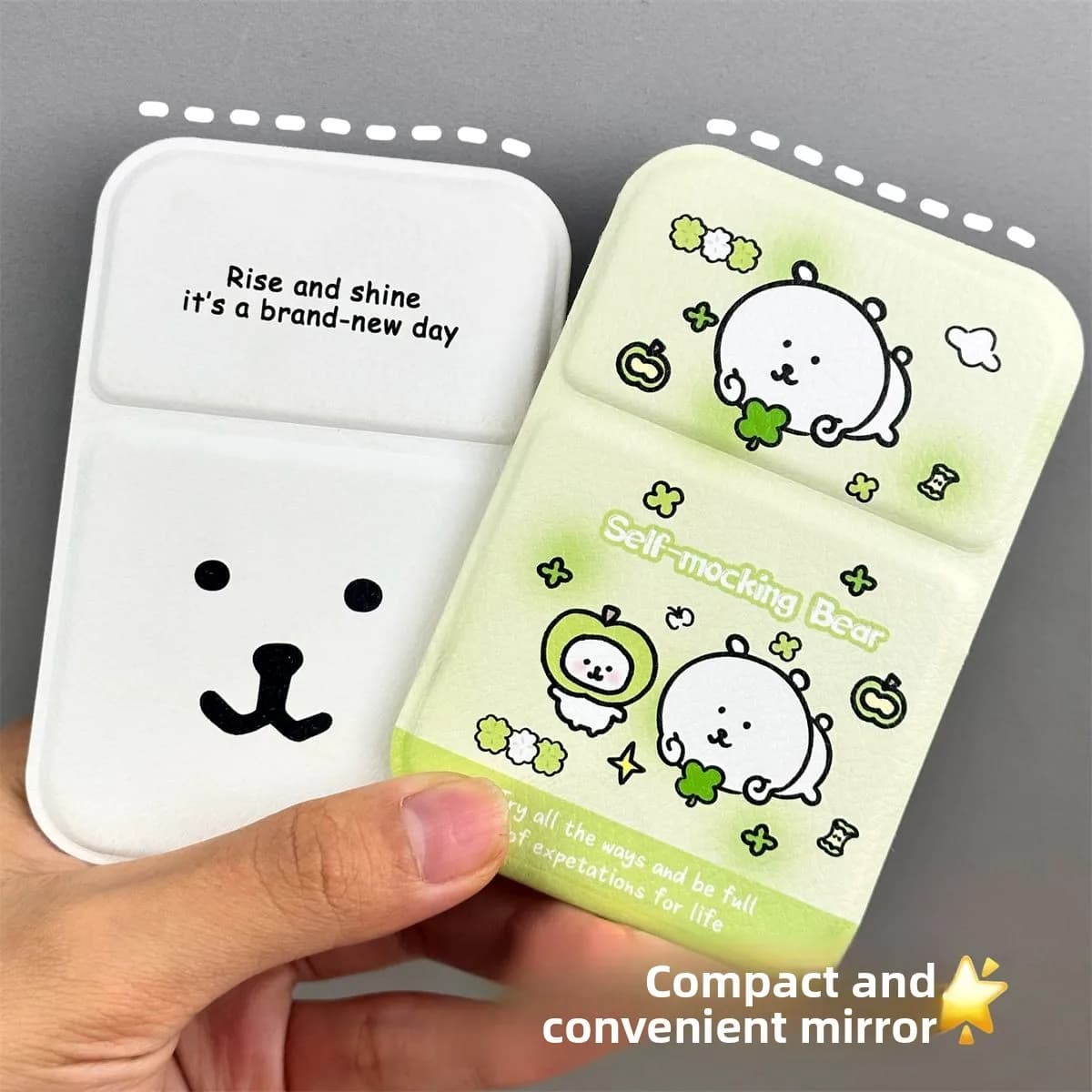 Specchio Pieghevole a Forma di Orso di Nagano, Specchietto Portatile Compatto per Trucco, Regalo Kawaii per Studenti e Ufficio, Nuovo Anime