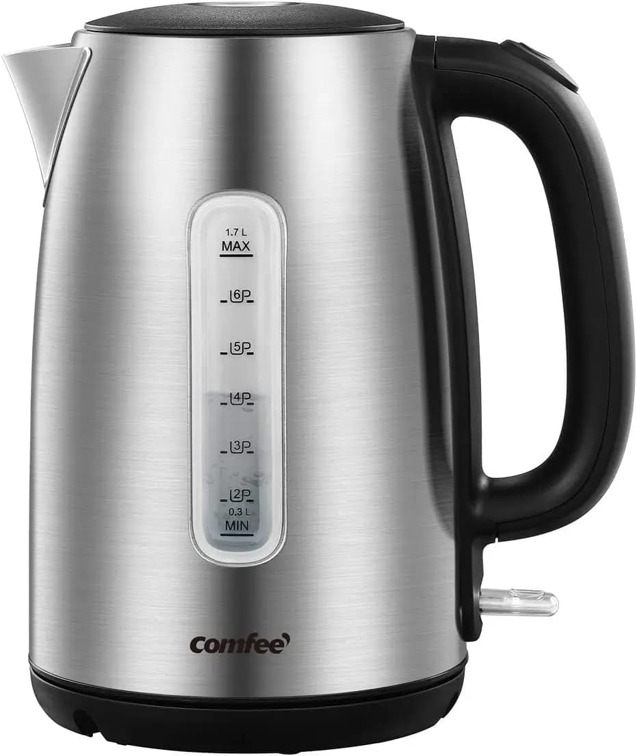 1.7 liters stainless steel electric kettle, 1500 W quick boiling with LED light, automatic shutdown and protection against dry boiling