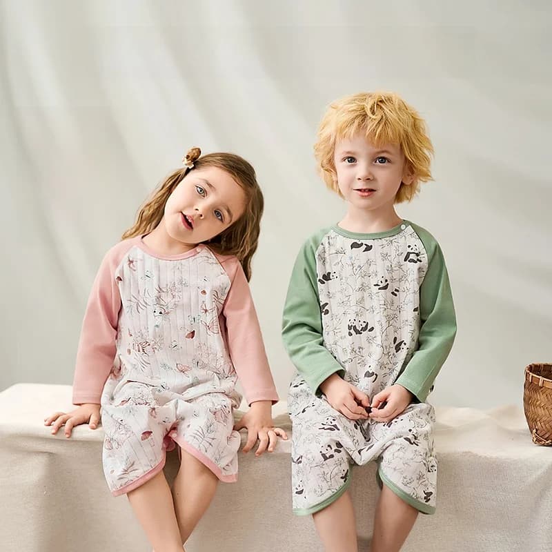 Camicia da Notte per Bambini OUYUN 100% Cotone, Pigiama Estivo per Bambine, Abbigliamento da Casa