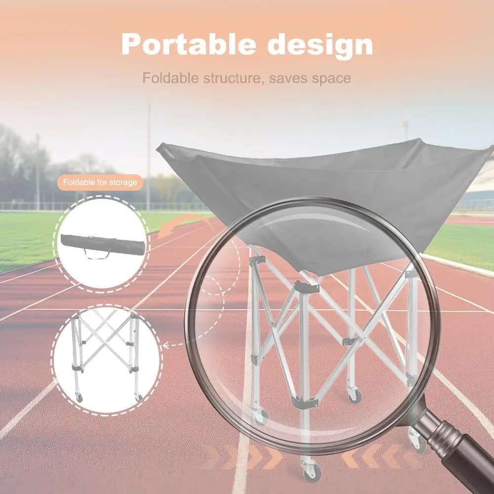 Carrello pieghevole per palline amaca Carrello con ruote per pallavolo Attrezzatura per allenamento per pallavolo Supporto per palline per riporre e trasporti facili