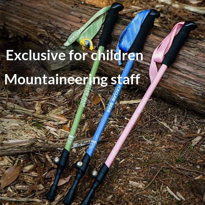 Foldable Trekking Stick for Children, Ultralight Aluminum Telescopic, with External Block, Anti-shock, Anti-slip Grip, Stroller Stick