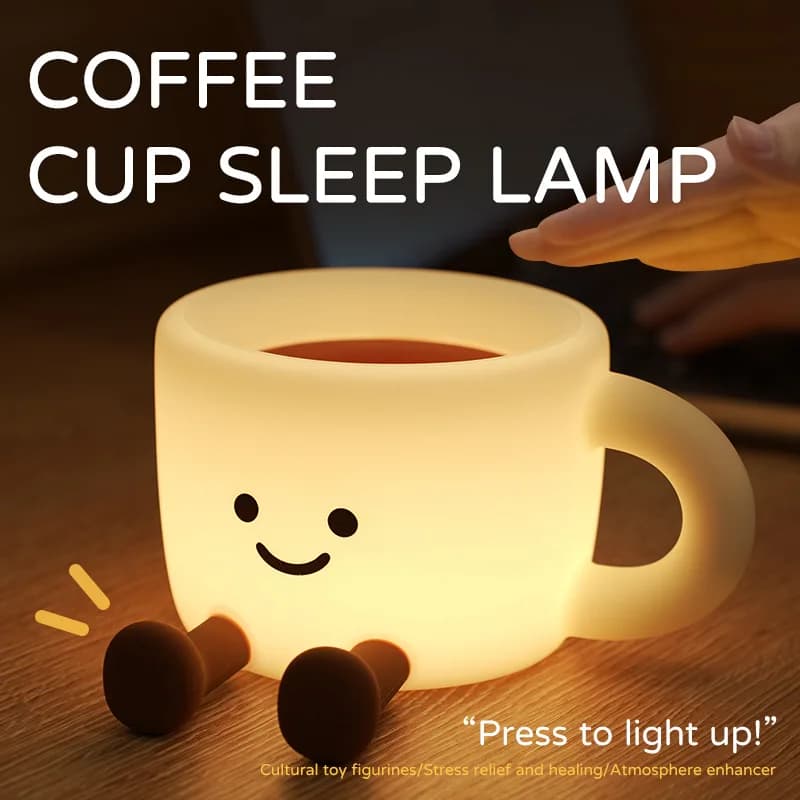 Nuova tazza da caffè che accareziona la tazza della luce notturna colorata con ricarica temporizzata per camera da letto, supporto per telefono da tavolo
