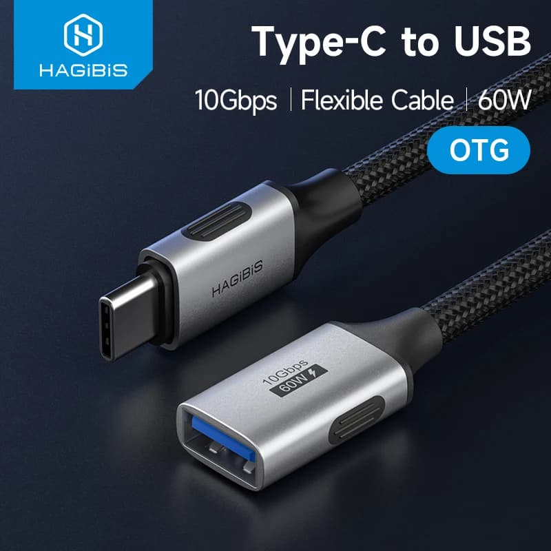 Cavo Adattatore OTG Hagibis USB-C a USB, da USB-C Maschio a USB Femmina, 10 Gbps per iPhone 17/16/15 Pro, iPad, Chiavetta USB, Mouse