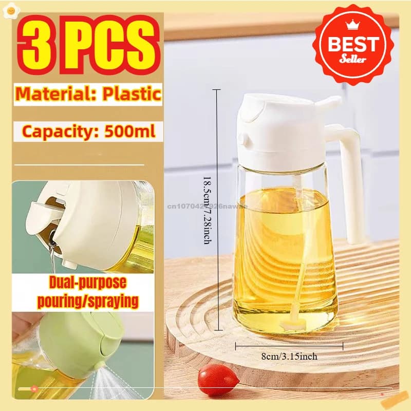 2in1 Oli Spruzzatore Olio d'oliva Spray Bottiglia di plastica Dispenser di aceto Cucina Diffusore di olio Accessori Campeggio Cottura Pic