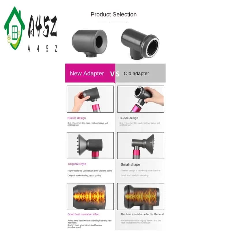 A45Z-For Dyson Airwrap Diffuser Accessories For Iron Hair Dryer Converter Hair Dryer + Adapter + Filter Cleaning Brush