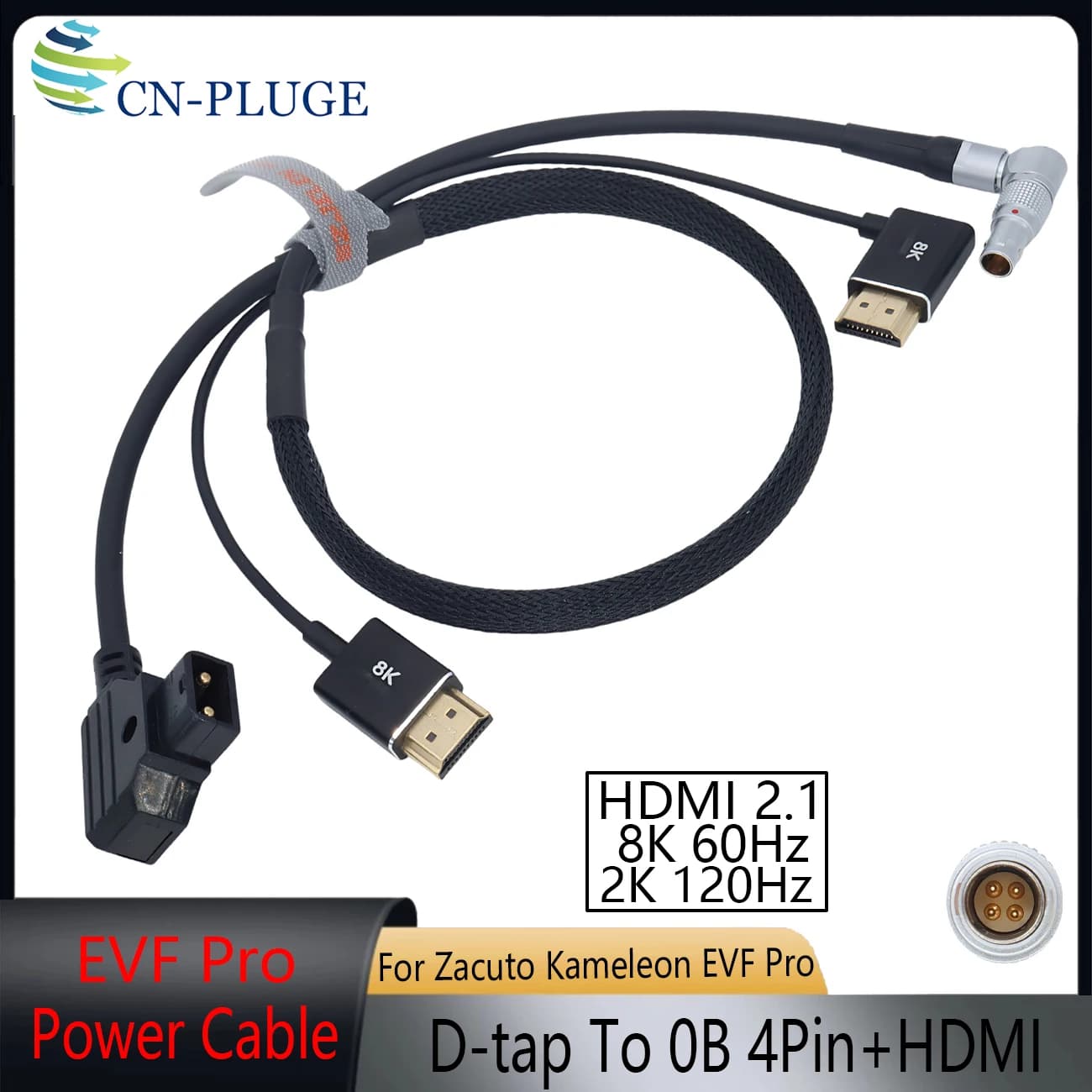 D-tapTo 0B 4Pin Zacuto Kameleon EVF Pro Kit with Combination Power and HDMI Cable 2-in-1 cable