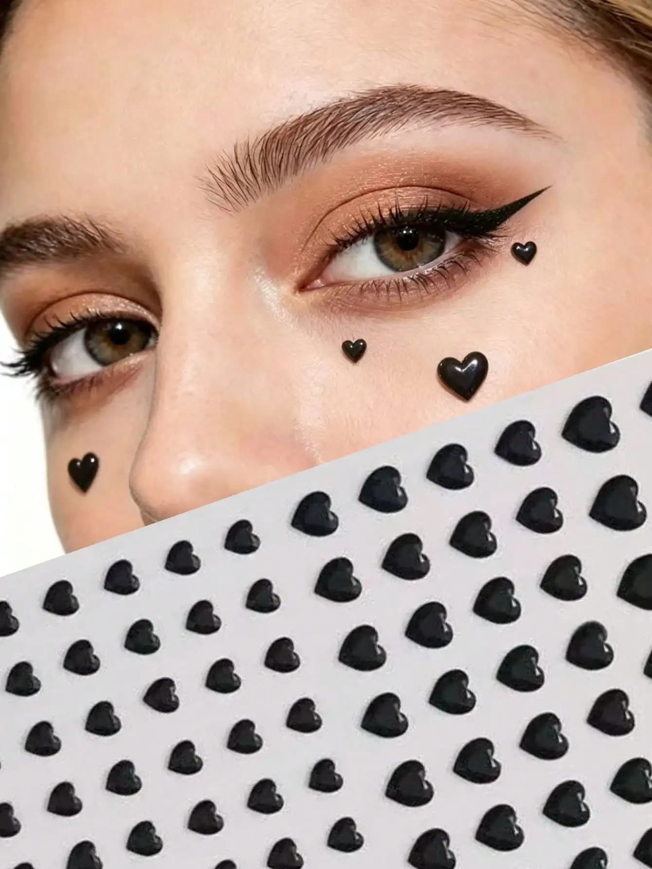 1 adesivo delicato per il viso con strass di cristallo a forma di cuore! Accessorio per il trucco decorativo per gli angoli degli occhi, autoadesivo, crea un'atmosfera da ragazza dolce, essenziale per palcoscenico, servizi fotografici, Y2K, glitter per il viso, carnevale, adesivo per il viso