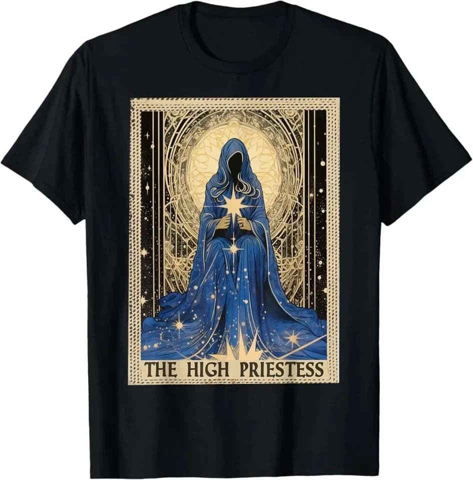 Maglietta Tarot Card Priestess, regalo mistico, occulto, gotico, di Halloween, unisex